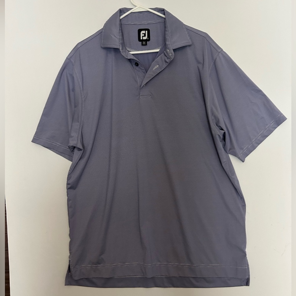 FootJoy ProDry Performance golf polo shirt in a blue and white stripe L - Picture 2 of 5
